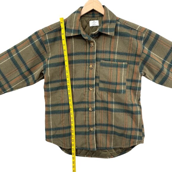 Cozi Scala Woven Shacket Womens Brown Plaid Lined Long Sleeve Jacket Size S - Picture 10 of 12